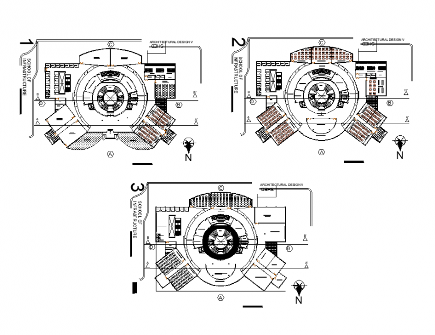 School building detail elevation 2d view layout file