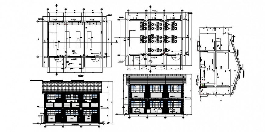 School building elevation, classroom, plan and structure details dwg file