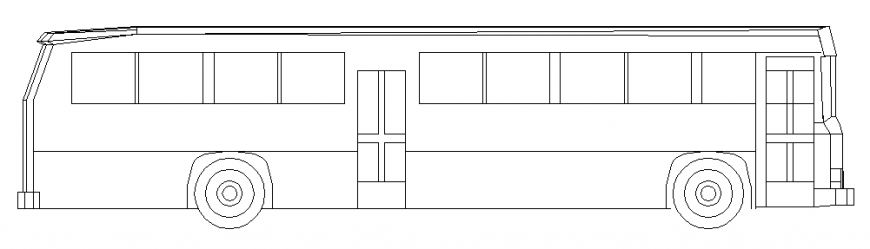 School bus side elevation block cad drawing details dwg file