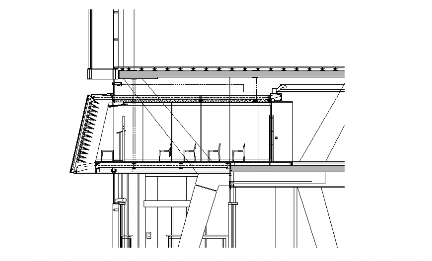 School classroom section plan detail dwg file