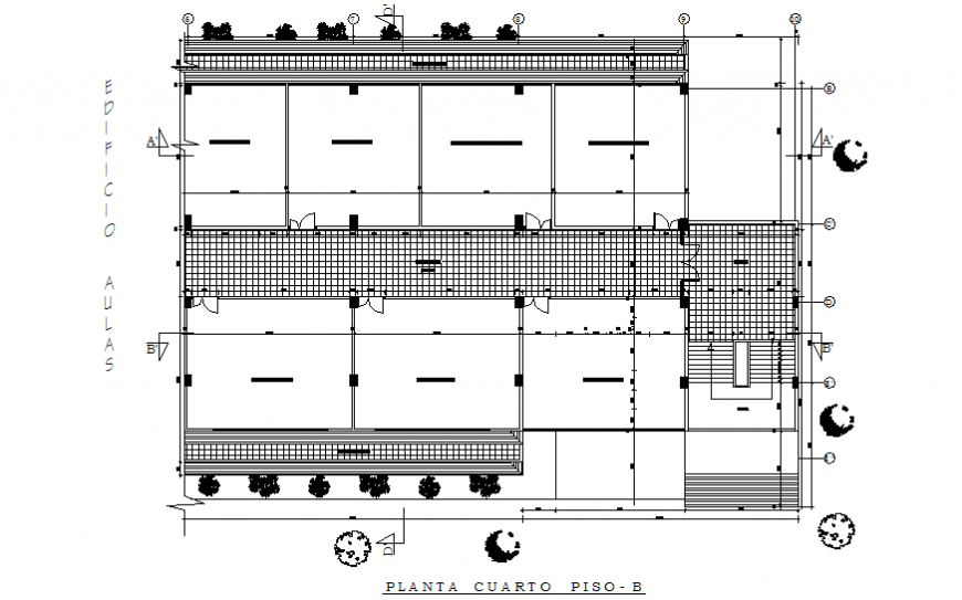School classrooms second floor plan layout details dwg file