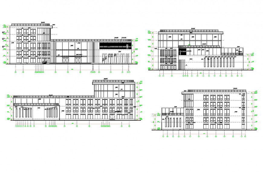 School elevation plan dwg file