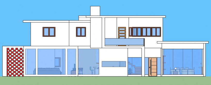 School exterior 3d in AutoCAD file .
