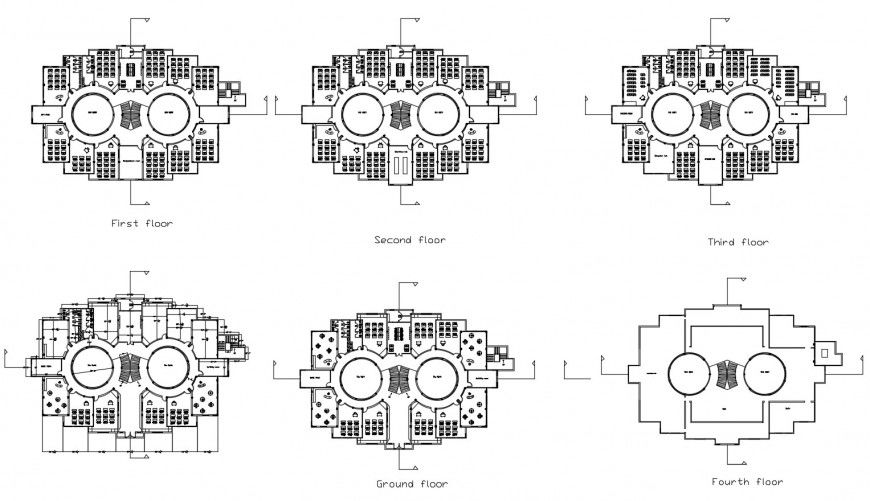 School floor plan with architecture view in auto cad