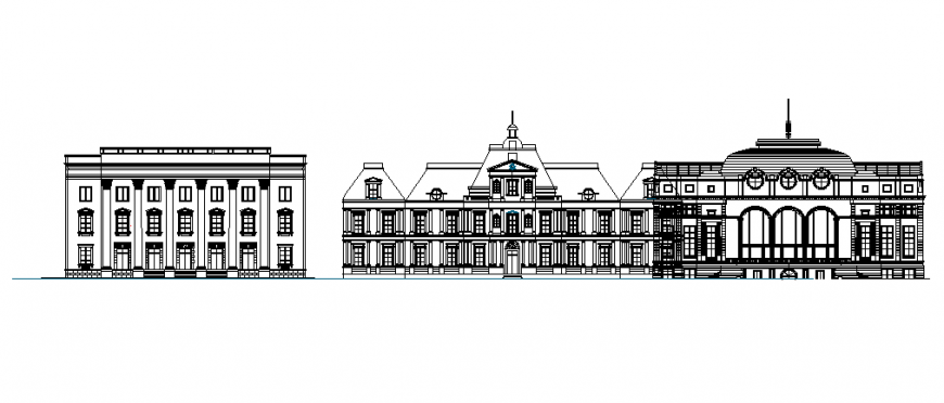 School front elevation design dwg file