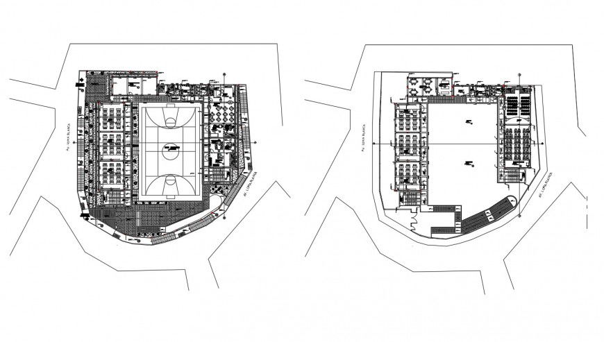 School ground and first floor layout plan cad drawing details dwg file