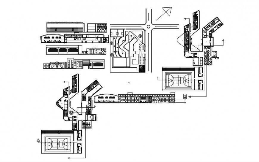 School layout plan 2d drawing dwg file in AutoCAD format