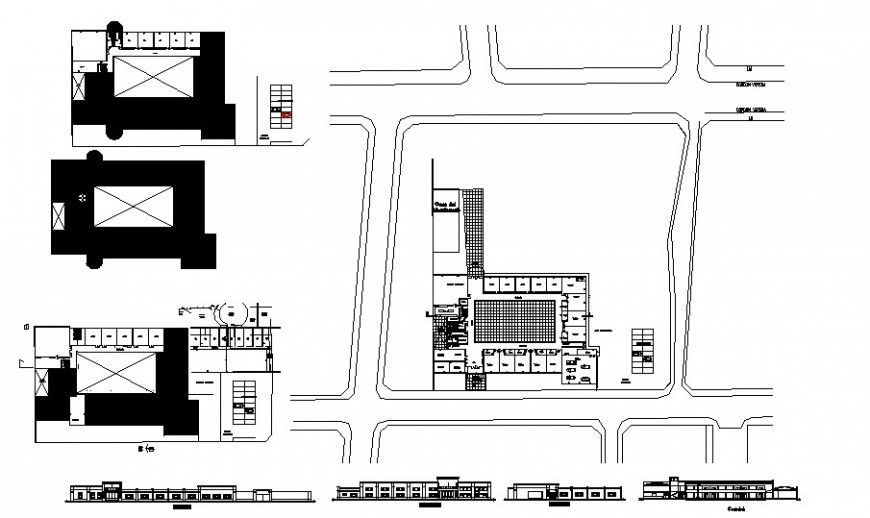 School of crafts building elevation, section, floor plan and auto-cad details dwg file