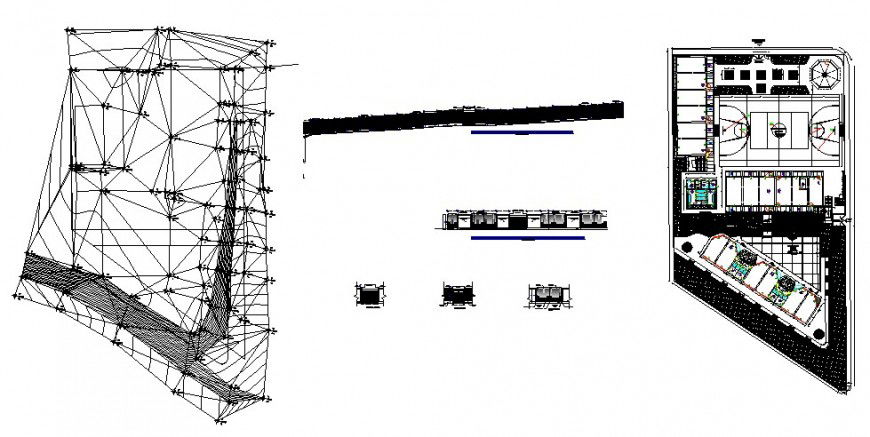 School plan with different side elevation in auto cad