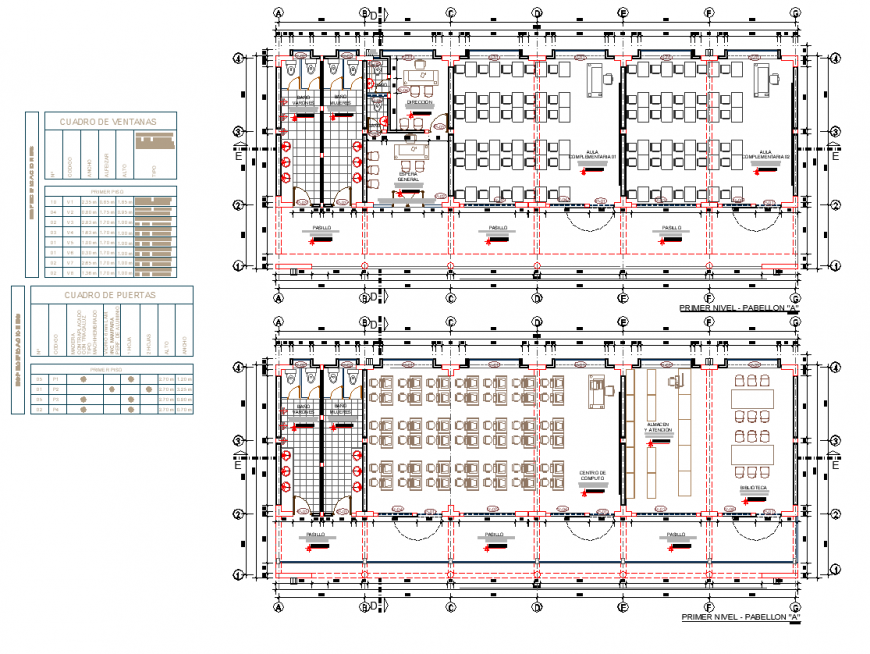 School primary working plan autocad file