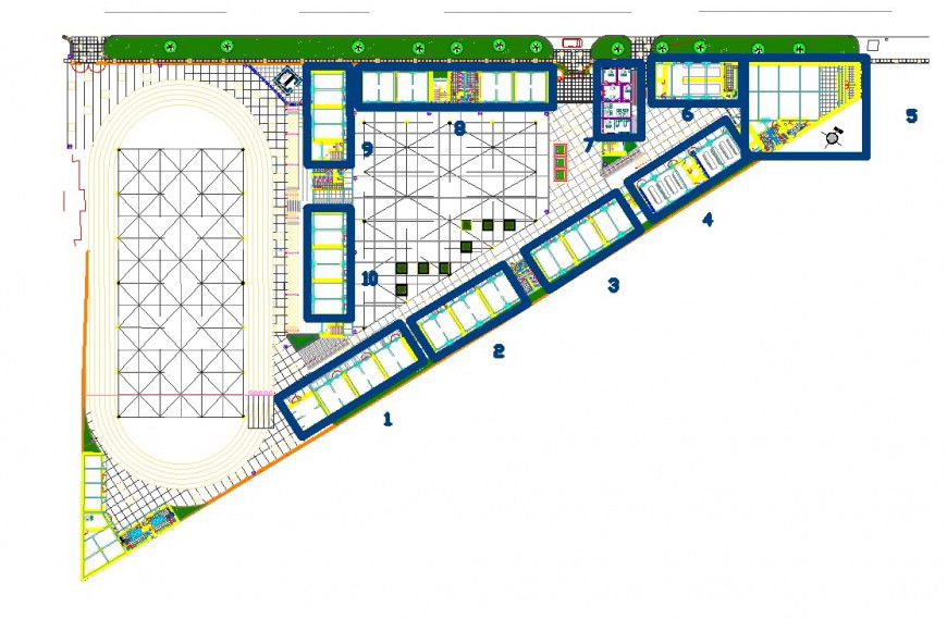 School site plan drawing in dwg file.