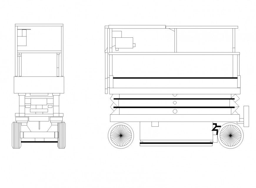 Scissor lift elevation plan layout file