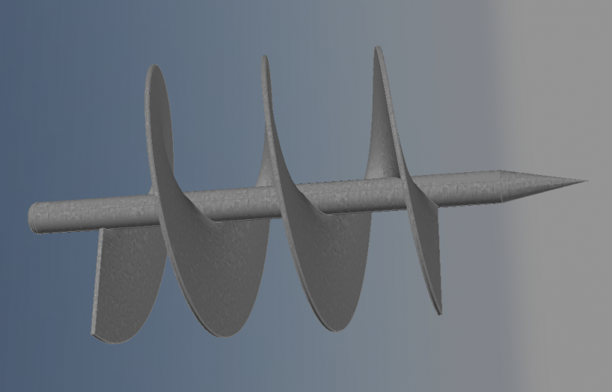 Screw conveyor with shaft 3d design with mechanical block dwg file