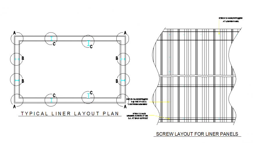 Screw layout for liner panels Detail