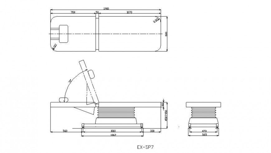 Scrolling bed plan, elevation and section autocad file