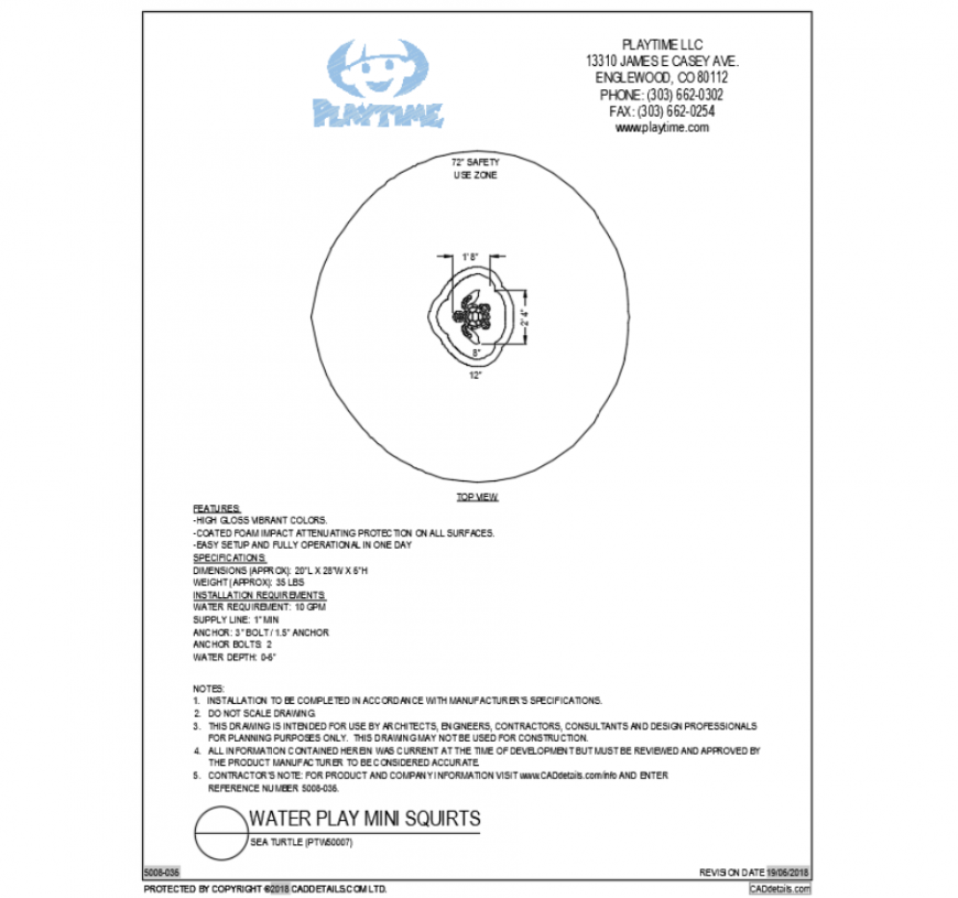 Sea turtle water animal floatable equipment cad block design dwg file
