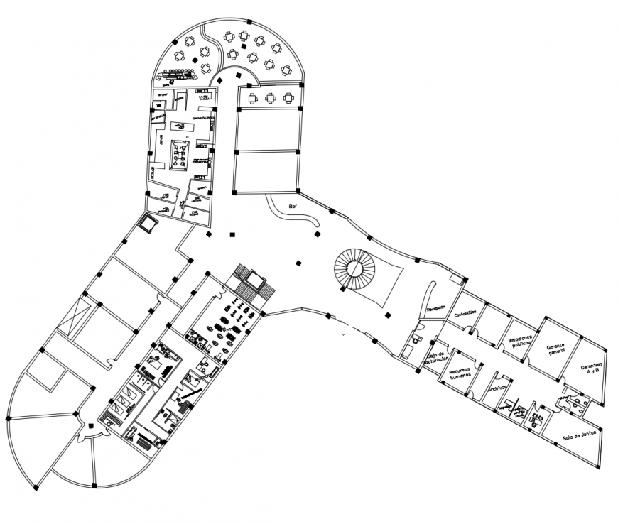 Sea view luxuries hotel architecture layout plan cad drawing details dwg file