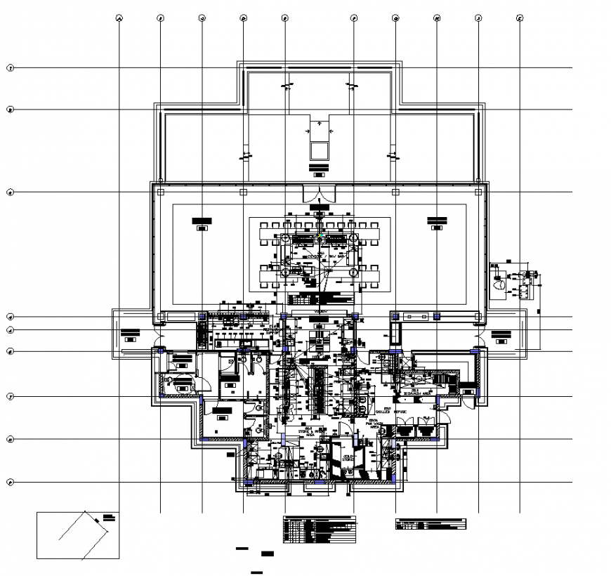 Seafood restaurant layout plan in dwg file.