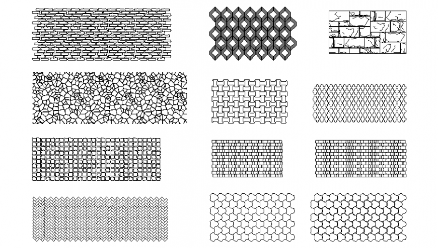 Seamless creative multiple texture of stone blocks cad drawing details dwg file