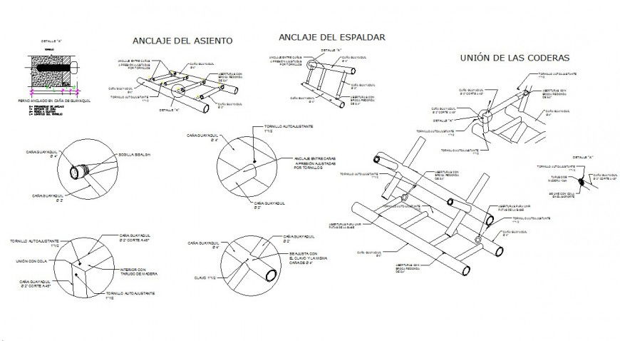 Seat anchor section detail dwg file