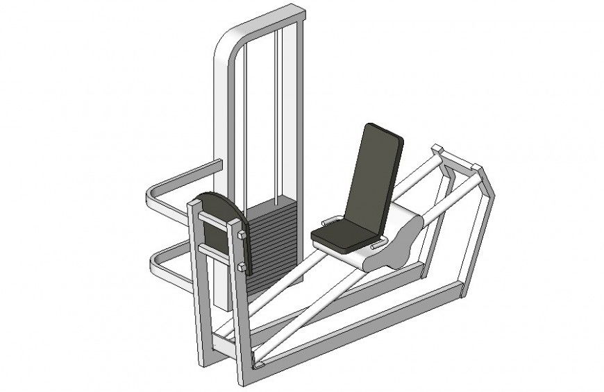 Seated leg press machinery units among gyming blocks revit file