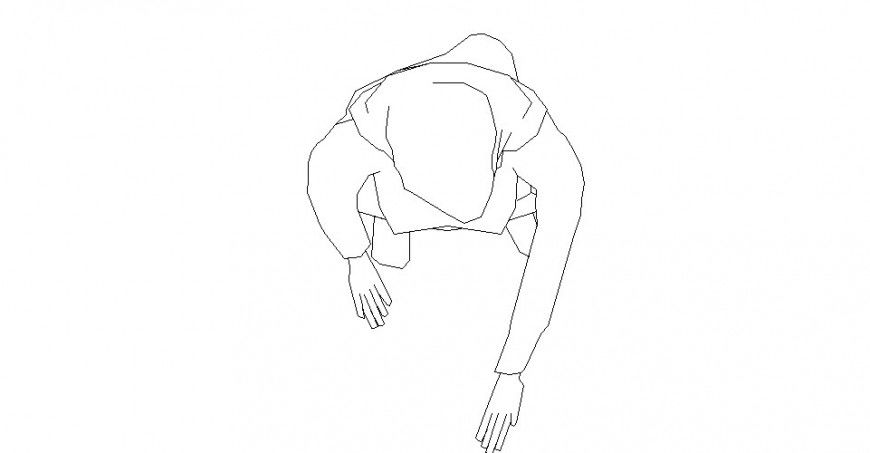 Seated women top view elevation cad block details dwg file