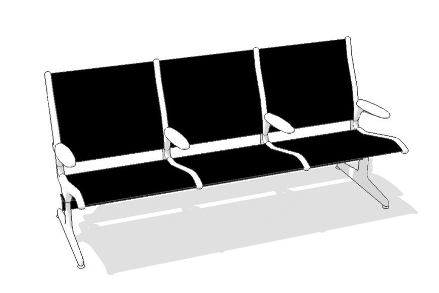 Seating bench detail elevation 3d model layout sketch-up file