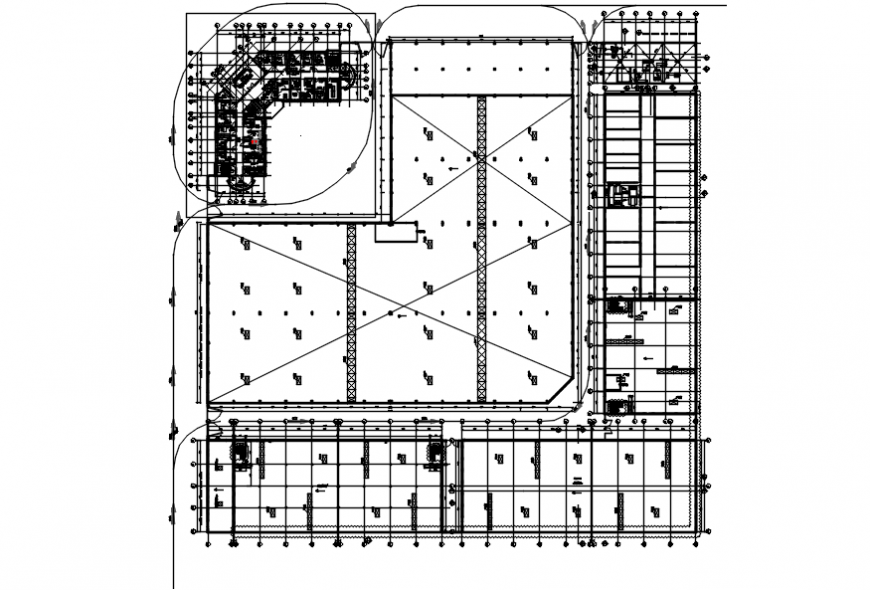 Second floor distribution layout plan with furniture of office dwg file