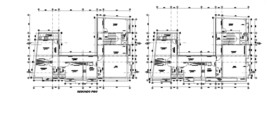 Second and fourth floor layout plan detail for apartment building dwg file