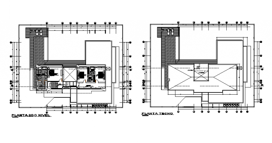 Second and terrace floor layout plan details of house dwg file