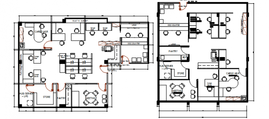 Second and third floor plan drawing details of office building dwg file