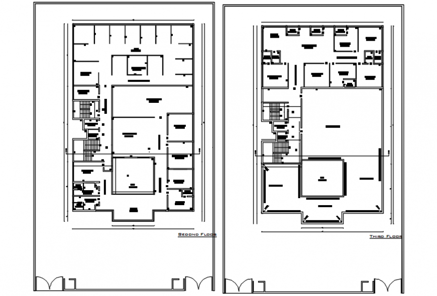 Second floor and third floor plan distribution drawing details dwg file