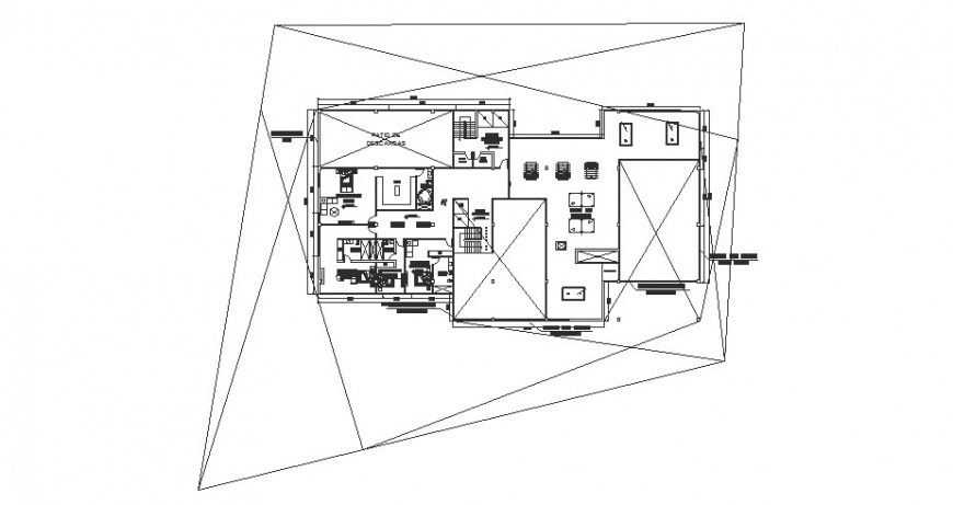 Second floor distribution plan details of club house cad drawing details dwg file