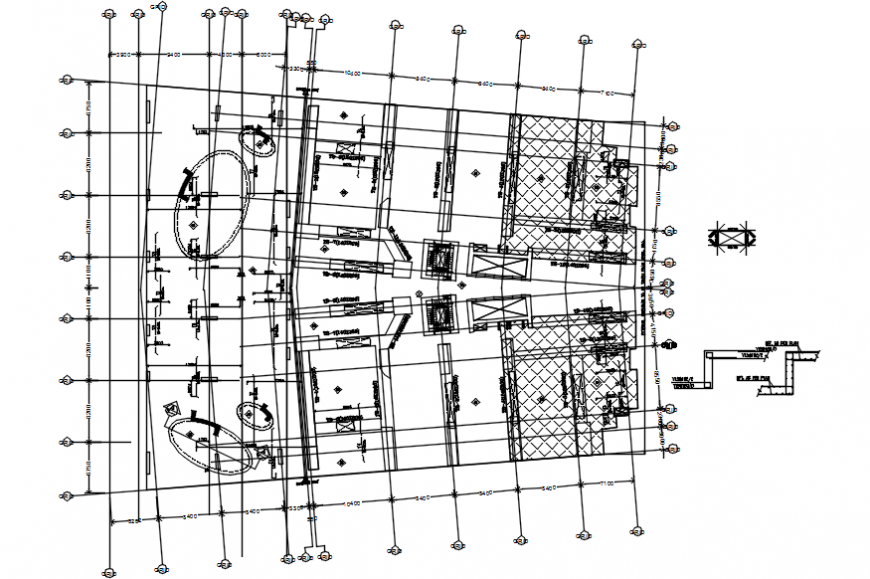 Second floor distribution plan details of health center dwg file