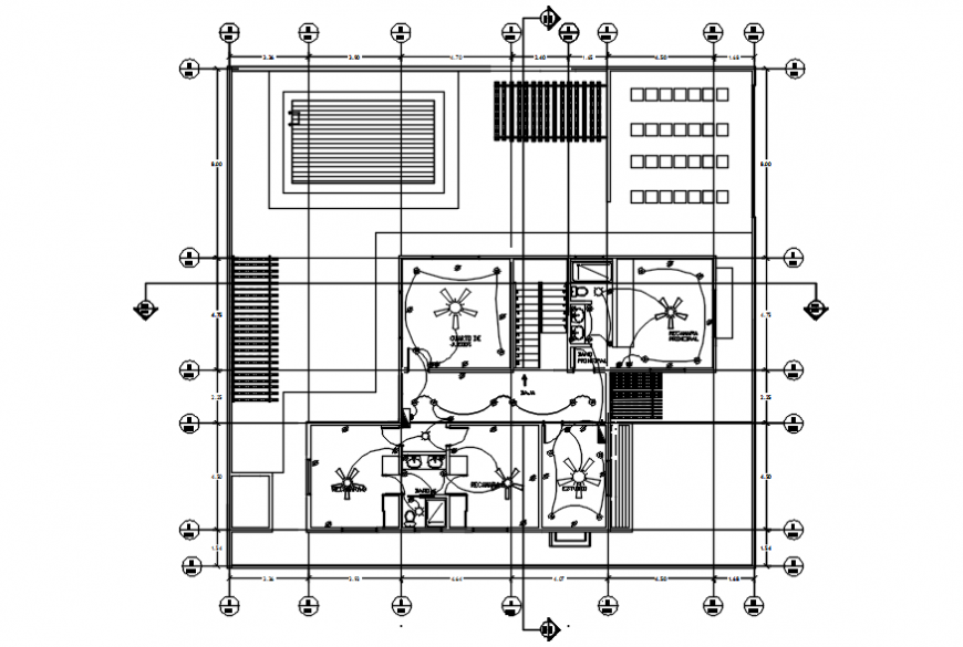 Second floor electrical installation of house in AutoCAD