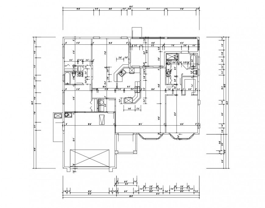 Second floor framing plan structure details of bungalow dwg file