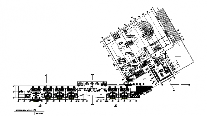 Second Floor Layout Plan of Multi Level Hotel DWG File
