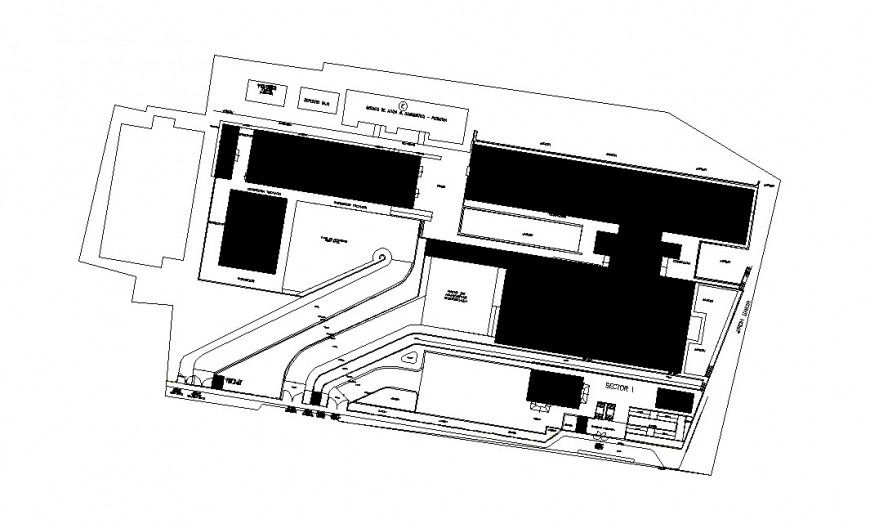 Second floor layout plan details of multi-story hospital building dwg file