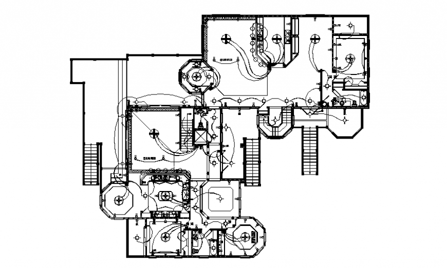 Second floor layout plan details of one family house dwg file