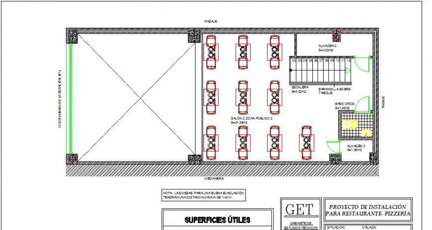 Second floor layout plan details of pizzeria restaurant dwg file