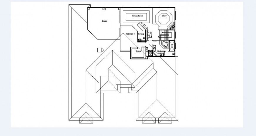 Second floor layout plan drawing details of house dwg file