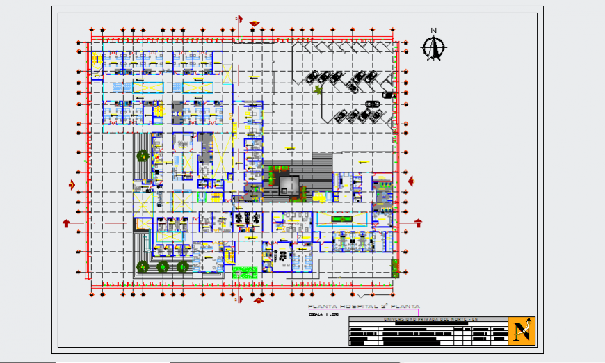 Second floor Layout plan of Hospital design drawing