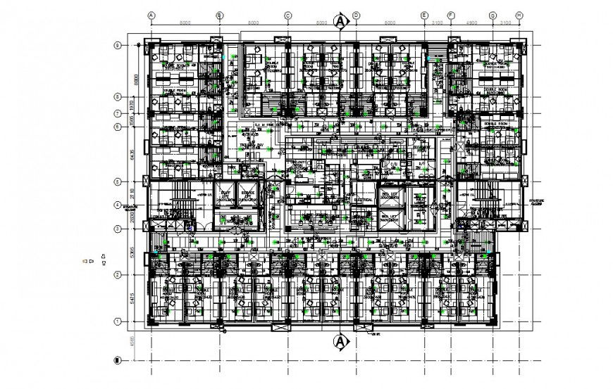 Second floor layout plan of multi-specialist hospital cad drawing details dwg file
