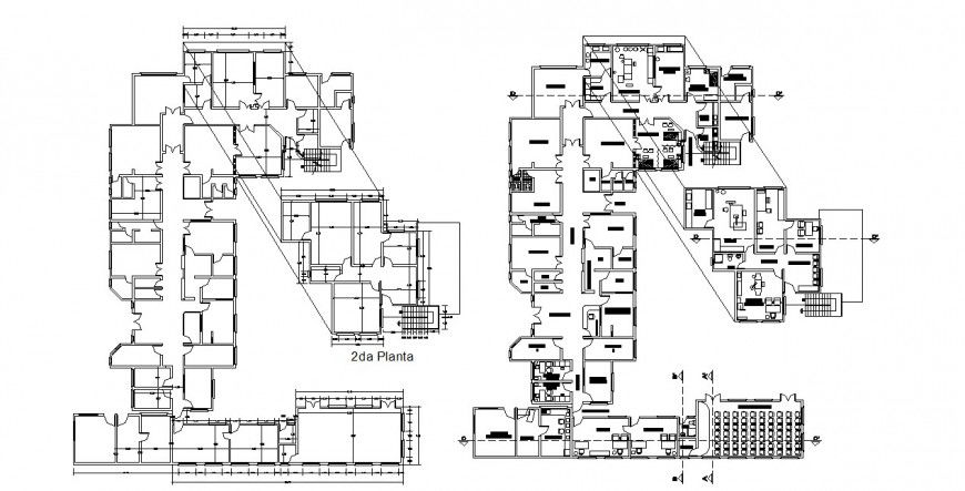 Second floor of corporate office layout plan and framing plan cad drawing details dwg file