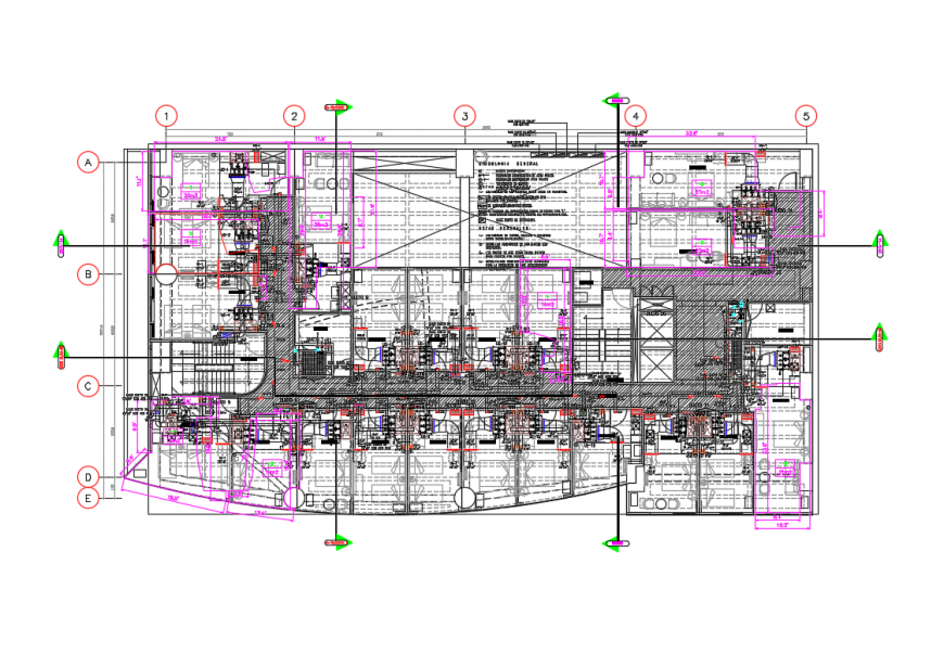 Second floor of hotel electric installation details with plan dwg file
