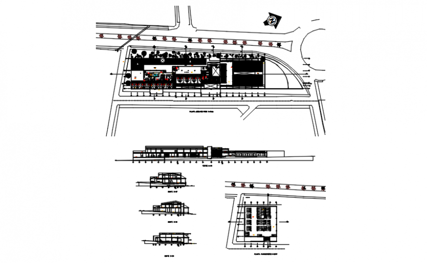 Second floor plan and elevation of maternity hospital in auto cad