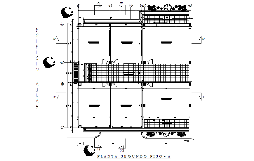 Second floor plan details of school building cad drawing details dwg file