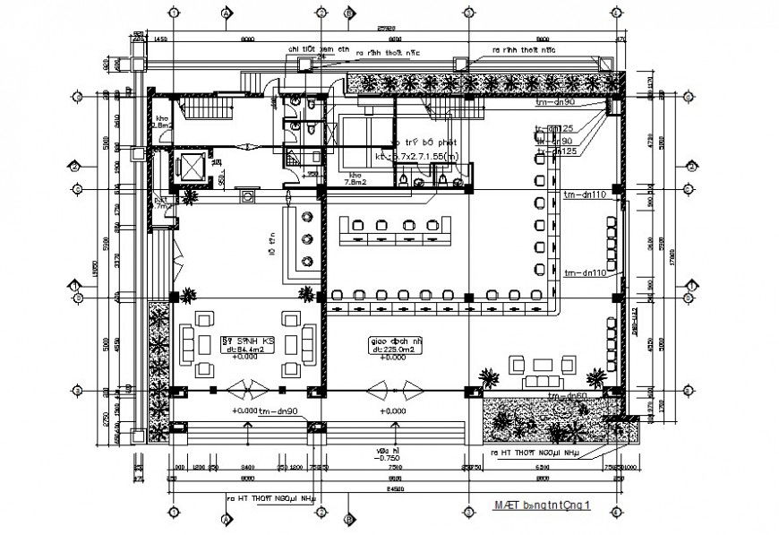 Second floor plan of building with sanitary view in plan of autocade