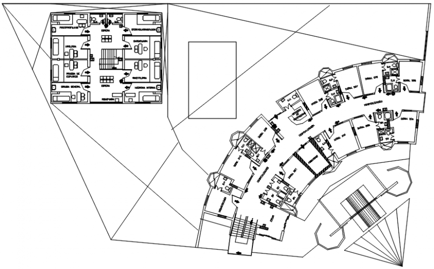 Second floor plan of clinic in AutoCAD file