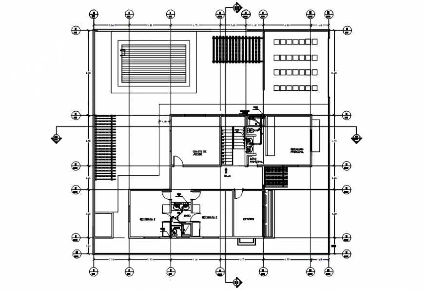 Second floor plans of housing area in AutoCAD file